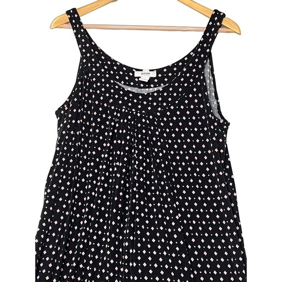 Alfani Intimates Black  Pink Diamond Pattern Sleeveless Maxi Dress XL Athleisure - Picture 2 of 14